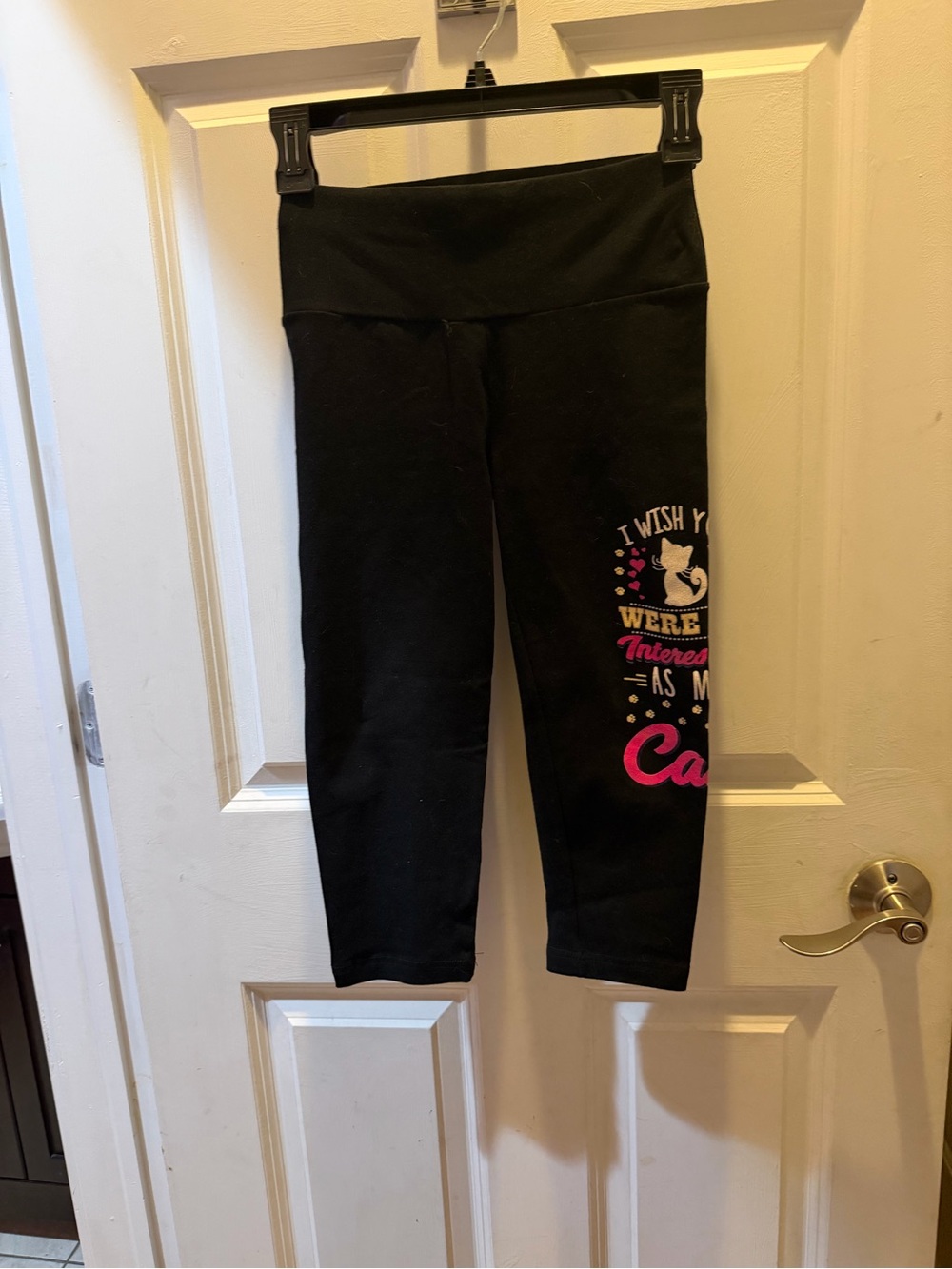 Womens Black Graphic Yoga Pants with cat graphic size small. New without tags